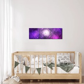 Obraz fialové abstrakcie (s hodinami) (90x30 cm)