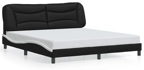 Rám postele s LED svetlom čierno-biely 180x200 cm umelá koža 3213953