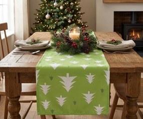 Textilný behúň na stôl SCANDI TREES 40x140 cm, zelený