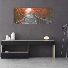 Obraz - Schody v prírode, oranžová (120x50 cm)