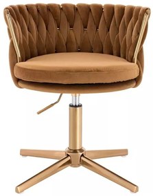 LuxuryForm DESIGN Stolička LYON VELUR na zlatom kríži - medová