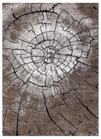 Moderný koberec COZY 8875 Wood, kmeň stromu - Štrukturálny,  dve vrstvy rúna, hnedá