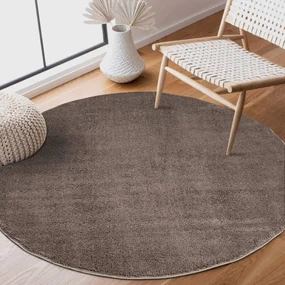 Dekorstudio Okrúhly koberec s dlhým vlasom SOFTSHINE hnedý Priemer koberca: 120cm