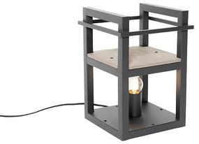 Priemyselná stolná lampa čierna s drevom - Cage Rack