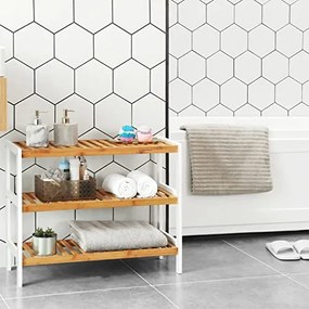 Stojan na topánky, bambusový, 3 police, 55x70x26cm