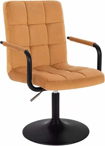LuxuryForm DESIGN Otočná stolička VERONA BLACK VELUR na čiernom tanieri - medová