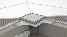 Hansgrohe RainDrain Brilliance, úplná sada podlahového vpustu 150x150 pre dlažbu, kartáčovaná nerezová oceľ, HAN-56251800