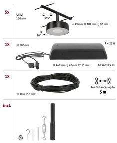 Paulmann 94479 - SADA 5xLED/5W Bodové svietidlo CIRCLE 230V čierna