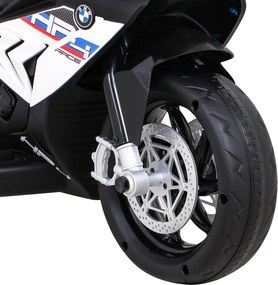 Ramiz BMW HP4 Detský motocykel na batérie biely + 3 kolieska + LED + MP3 USB + ekokoža