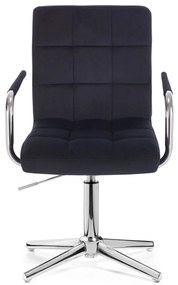 LuxuryForm DESIGN Stolička VERONA VELUR na striebornom kríži - čierna