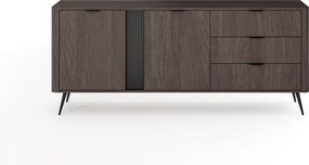 Komoda Edrin 195 cm so zásuvkami - dub dunin / čierna