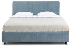 Modrá čalúnená dvojlôžková posteľ s úložným priestorom s matracom/s roštom 160x200 cm Myra Slim Line – Bonami Selection