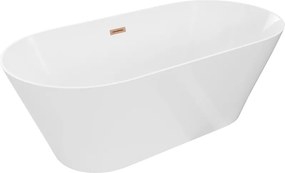 Mexen Luna, Slim voľne stojaca vaňa 170 x 75 cm, biela, medený matný prepad, 52041707500-65
