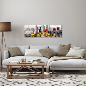 Obraz - Maľba veľkomesta (s hodinami) (90x30 cm)