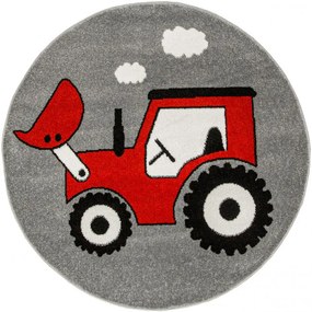 Koberec Lima G753A traktor, červený / sivý kruh