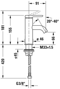 Duravit C.1 - Umývadlová batéria stojánková, bez odtokovej súpravy, S, chróm, C11010002010