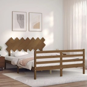 Rám postele s čelom medovohnedý 140x190 cm masívne drevo 3195269