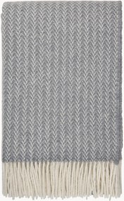 Pléd z ovčej vlny so vzorom rybej kosti a strapcami Hope