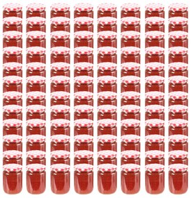 Zaváracie poháre s bielo-červenými viečkami 96 ks 230 ml sklo 50799