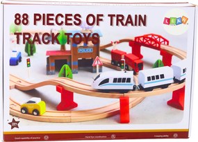LEAN Toys Vlaková súprava koľaje Drevené vlakové vozne Budovy 88 El