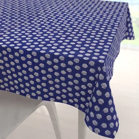 Biante Bavlnený štvorcový obrus Sandra SA-214 Biele bodky na modrom 90x90 cm