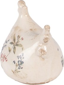 Béžová keramická sliepočka s lúčnymi kvetmi Monnia - 12*11*13 cm