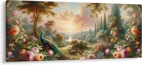 Obraz - Pávy v záhrade (120x50 cm)
