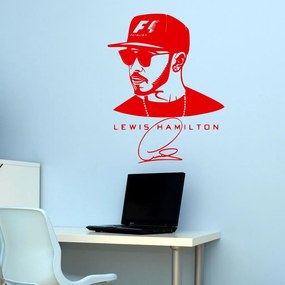 Veselá Stena Samolepka Lewis Hamilton F1 Farba: červená, Veľkosť: 40 x 31 cm