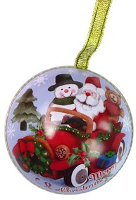 LEAN TOYS Kovová vianočná ozdoba Santa v aute