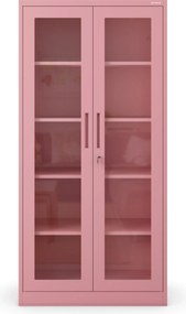 Sklenená vitrína AMELIA, 900 x 1850 x 400 mm, Fresh Style: púdrovo ružová
