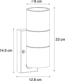 Vonkajšie nástenné svietidlo čierne 2 svietidlo AR70 s pohybovým senzorom - Duo