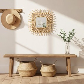 Tutumi Tutumi, nástenné zrkadlo Boho 45x45 cm QDJ071, svetlá hnedá, HOM-02818