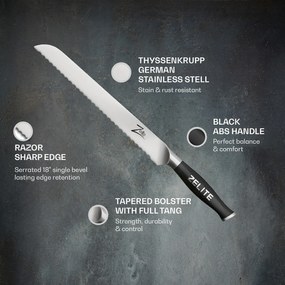 Comfort Pro, 10" nôž na chlieb, 56 HRC, zúbkovaný okraj, nehrdzavejúca oceľ