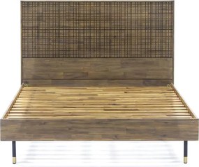 Dvojlôžková posteľ Maze 180x200 z masívu hnedá/čierna