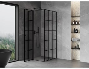 Mexen Mist T, sprchový kút s krídlovými dverami, ľavý, 90 x 90 cm, 8mm číre sklo, čierny profil, 8A4T-090-090-70-77-L