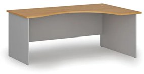 Ergonomický kancelársky pracovný stôl PRIMO GRAY, 1800 x 1200 mm, pravý, sivá/buk