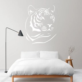 Veselá Stena Samolepka Hlava Tigra Farba: bílá, Veľkosť: 100 x 125 cm