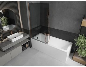 Mexen Next, vaňová zástena 1-krídlová 90 x 150 cm, fixné krídlo, 6 mm šedé sklo, ružové zlato profil, 895-090-000-00-40-60