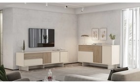 Komoda v béžovej a prírodnej farbe v dekore duba 146x76x45 cm Carpi – Marckeric