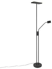 Moderná stojaca lampa čierna vrátane LED a stmievača s lampou na čítanie - Jazzy