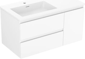 Mexen Orio, kúpeľňová skrinka 90 cm s umývadlom Otis vľavo, 2S, 1D, biela matná, 91A13-09047-3-BBFFF01-W18L01