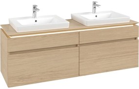 VILLEROY &amp; BOCH Legato závesná skrinka pod dve umývadlá, 4 zásuvky, s LED osvetlením, 1600 x 500 x 550 mm, Nordic Oak, B693L0VJ