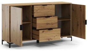 Komoda LORA dub artisan so zásuvkami a dvierkami