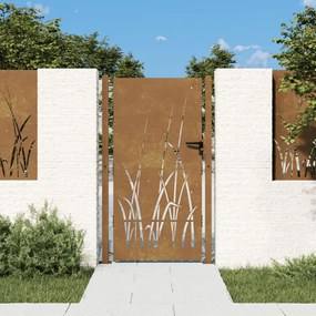Záhradná brána 105x180 cm kortenová oceľ dizajn trávy 153230