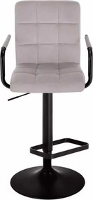 LuxuryForm DESIGN Barová stolička VERONA BLACK VELUR na čiernom tanieri - svetlosivá