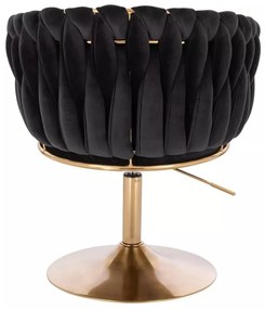 LuxuryForm DESIGN Kreslo NORDEN VELUR na zlatom tanieri - čierne