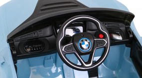 Ramiz Elektrické autíčko BMW i8 Lift modré + diaľkové ovládanie + pomalý štart + 3-bodové pásy + MP3 USB + LED