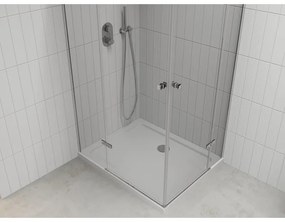 Mexen Roma Duo, sprchovací kút 90 (dvere) x 80 (dvere) cm, 6mm číre sklo, chrómový profil + slim sprchová vanička 5cm biela + chrómový sifón, 854-090-080-01-02-4010