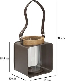 Lucerna Sklo 18 cm hnedá/číra