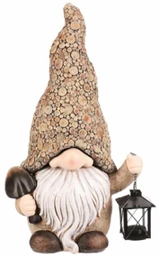 Elf s lopatou a lampášom na sviečku , polyresin,30 x 20 x 50 cm